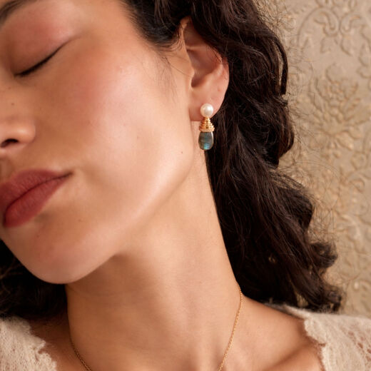 Labradorite and pearl earrings by Carousel Jewels